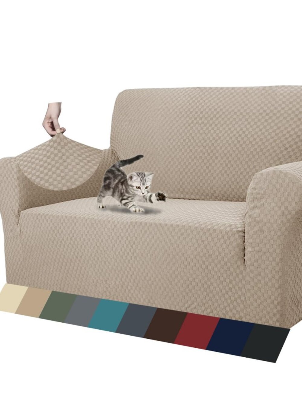 ZNSAYOTX 1 Piece Jacquard Couch Covers for 2 Cushion Couch High Stretch Loveseat